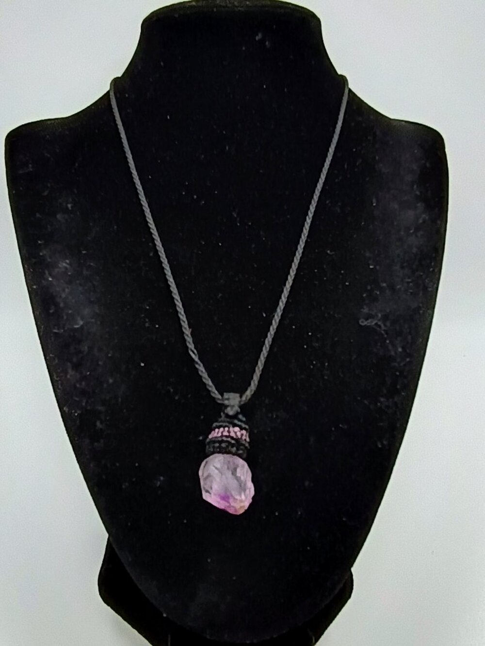 Handmade Macrame Necklace with Natural Amethyst Stone